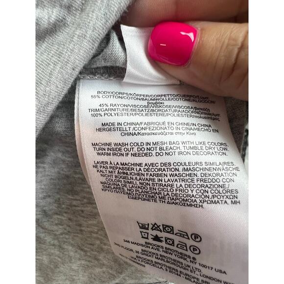 Brooks Brothers Red Fleece Gray Beaded Neckline Bow Tie Back Shirt Medium - Picture 4 of 8